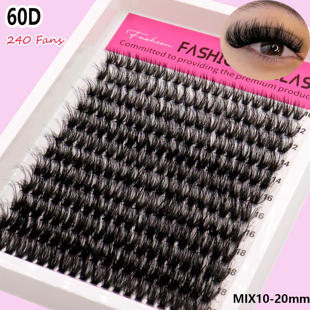 12 Rows Of Black Fluffy Eyelash Cluster 60D/80D/100D/120D/160D Mixed Tray 10-20mm Daily Makeup DIY False Eyelashes