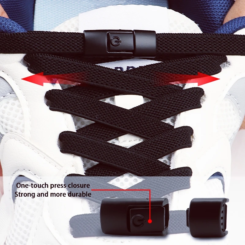 2Pair No Tie Shoe Laces Lock Shoelaces Without Ties Elastic Laces Sneakers Tennis Kids Adult Flat Shoelace Shoes Accessories image 2