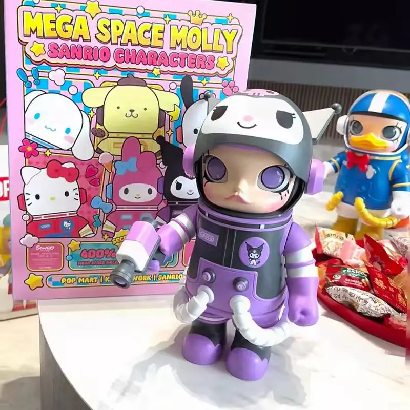 

original POPMART Mega Space Molly 400% Sanrio Family Series Action Figurine Anime Hello Kitty Cute Figurine Kuromi Girls Gifts