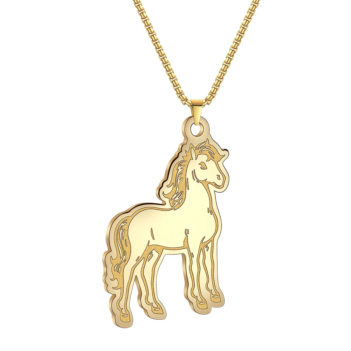 

Stainless Steel Animal War Horse Pendant Necklace Suitable for Men and Women's Personalized Fashion Trend Lucky Jewelry