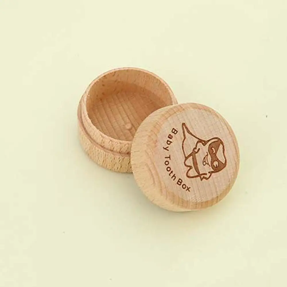 Wooden Wood Baby Tooth Box Baby Teeth Save Fetal Hair Umbilical Cord Preservation Tooth Fairy Box Souvenirs Box Primary Teeth