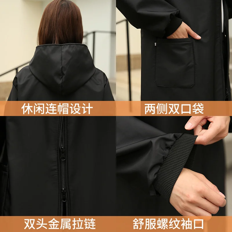 Winter plush coverall adults thickened long sleeved apron waterproof Korean women's fashionable coat for home use