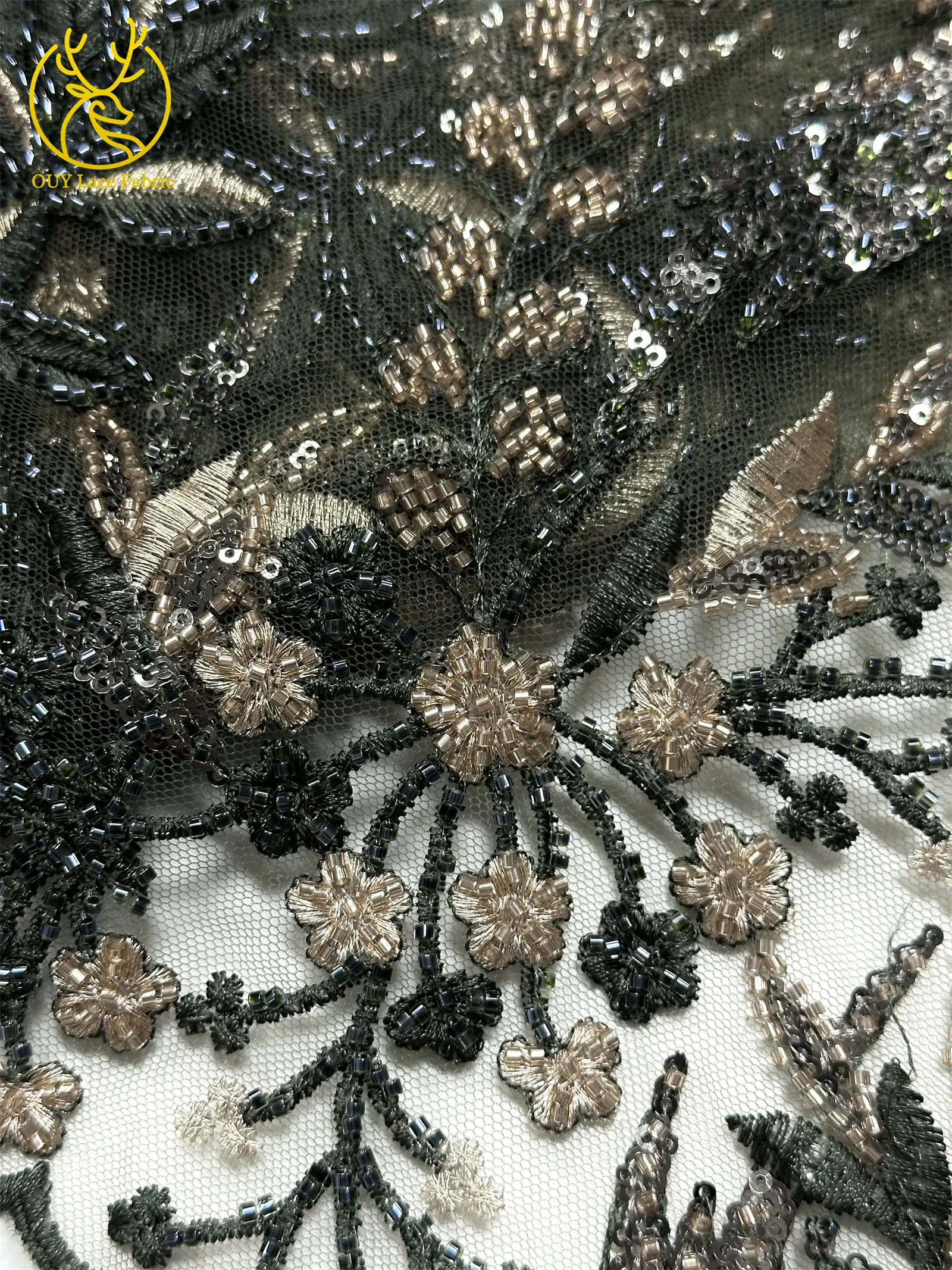 2026 Eleganter Afrikanischer Pailletten-Stickerei-Spitzenstoff 5 Yards Hochwertige Französische Perlen-Spitze Nigerianisches Party-Abendkleid Nähzubehör – Detail 12