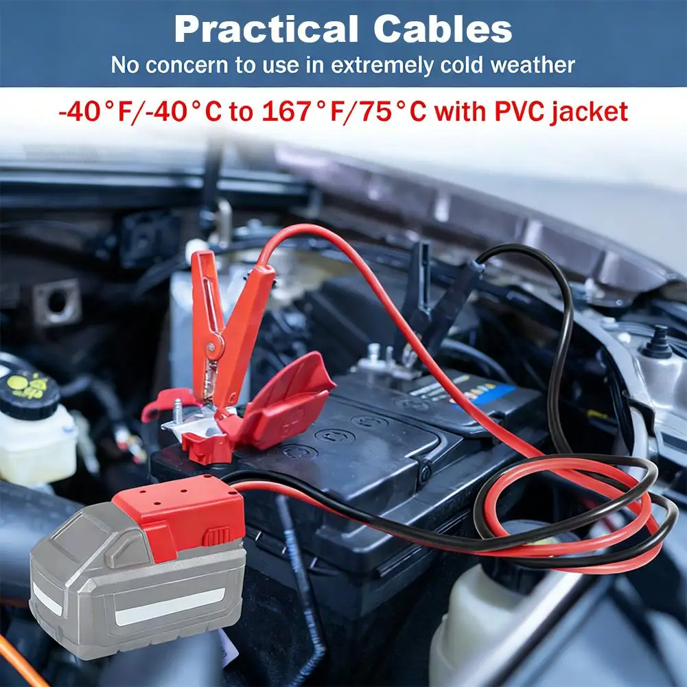 Jump Starter Cables Adapter With Cable For 18V Battery Starter Alligator Clip Emergency Starting Power Supply Car Accessori I1M9