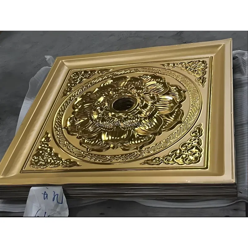 Exquisite Chinese Traditional Artistic Fireproof Metal Ceiling Tiles for Kitchen with Suspended Ceiling