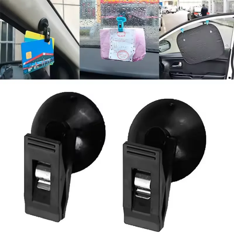 

Car Interior Window Clip Mount Black Suction Cap Clip Plastic Sucker Removable Holder For Sunshade Curtain Towel Ticket