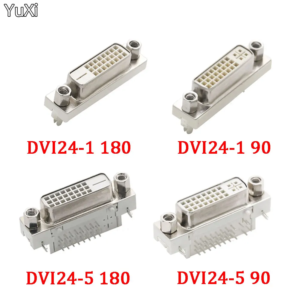 1 Piece DVI24+1/5 Solder-wire Male/Female Header DVI-I Connector Bent Female-header 90/180-degree DVI Adapter Plug Terminal