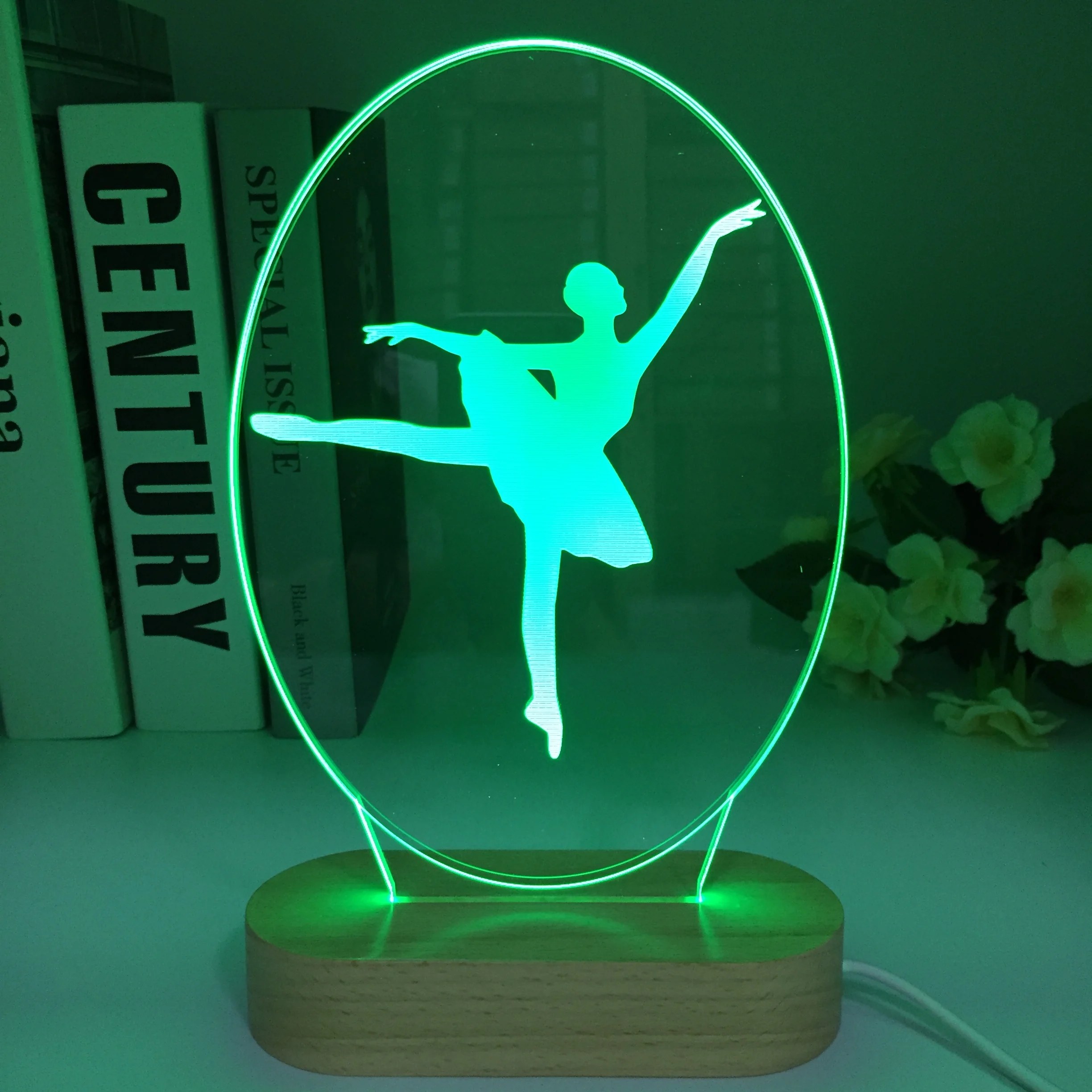 Ballet Dancer 3D Lamp Night Novelty Illusion Art Night Light LED Ballerina Table Lamp Wood Lighting Decor luminaria Friend Gift