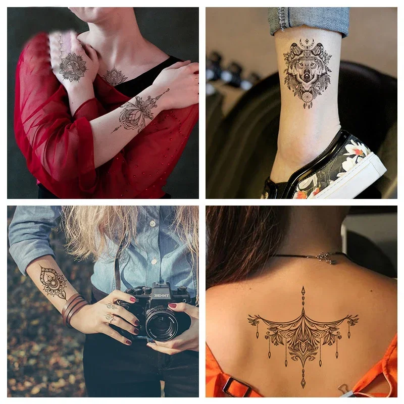 Tatuaje de Henna temporal a prueba de agua, pegatina Sexy de 6 meses para mujeres desnudas, tatuajes falsos, accesorios de Festival de largo tiempo,