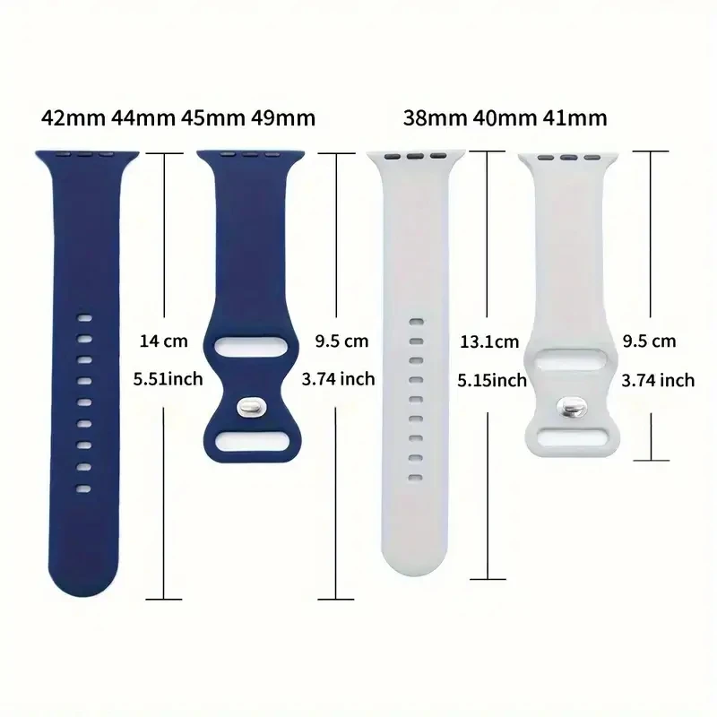 Conjuntos de 2 peças de pulseira esportiva de silicone macio com capa protetora de tela de PC para iWatch série 4/5/6/7/8/9/10 - Cobertura total, à prova d'água P