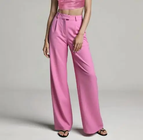 Neue Damen-Hose mit hoher Taille, geradem, weitem Bein, entspannte Silhouette und vielseitiger Stil, formelle Hose