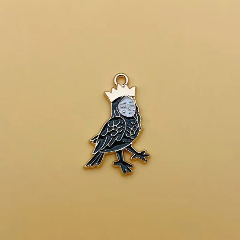 10 pieces of alloy drip oil Gothic style post apocalyptic bird beak crow charm pendant DIY jewelry accessories wholesale