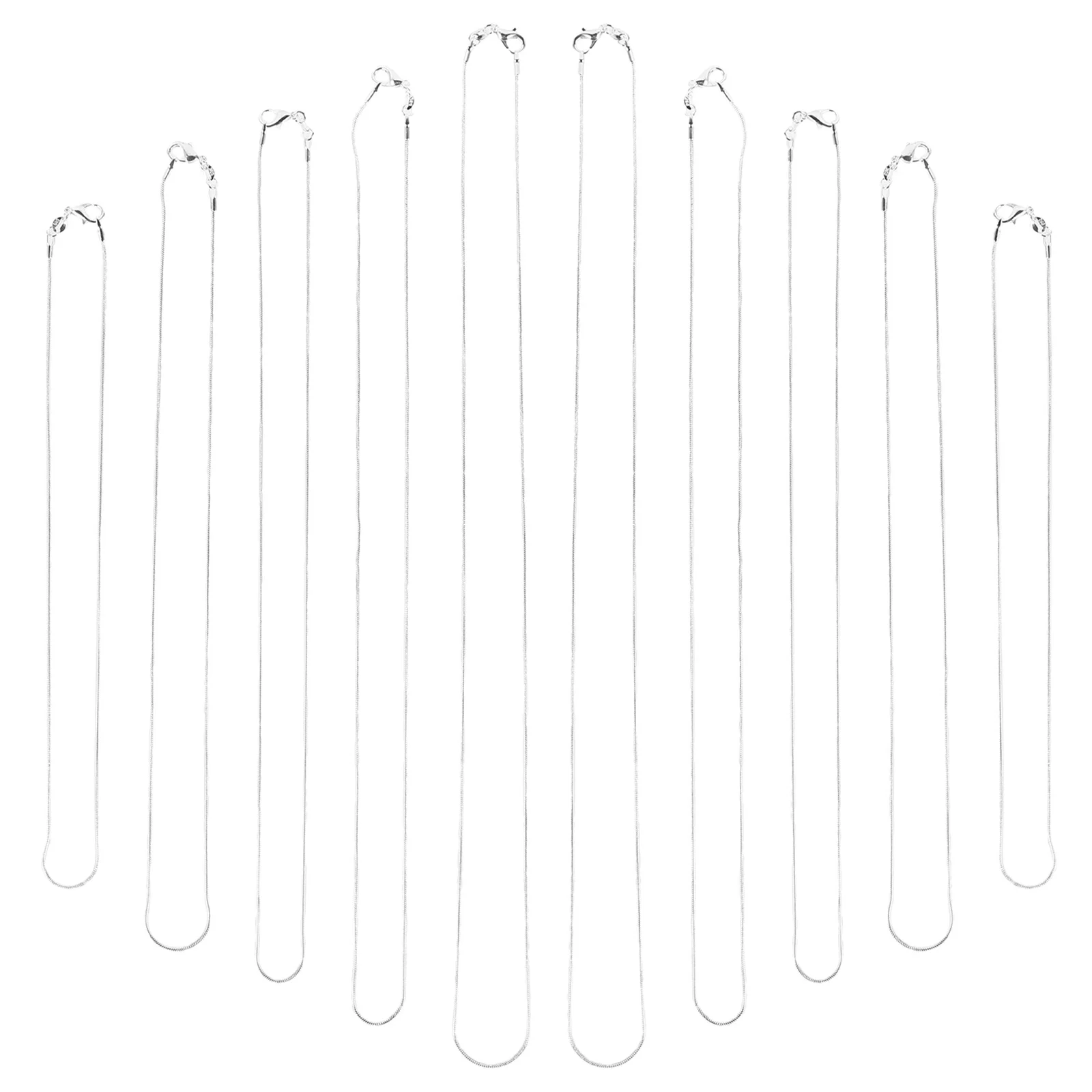 

10Pcs Silver Plated Snake Chain Necklace Bulk Mixed Size Pack Durable Snap Link Clasp Chains for Jewelry Snake Necklace Chain