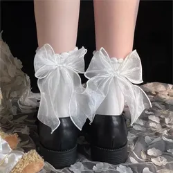 kids socks Lolita cute jk student Pile socks Day tie sweet mesh bow socks women spring summer love sokken