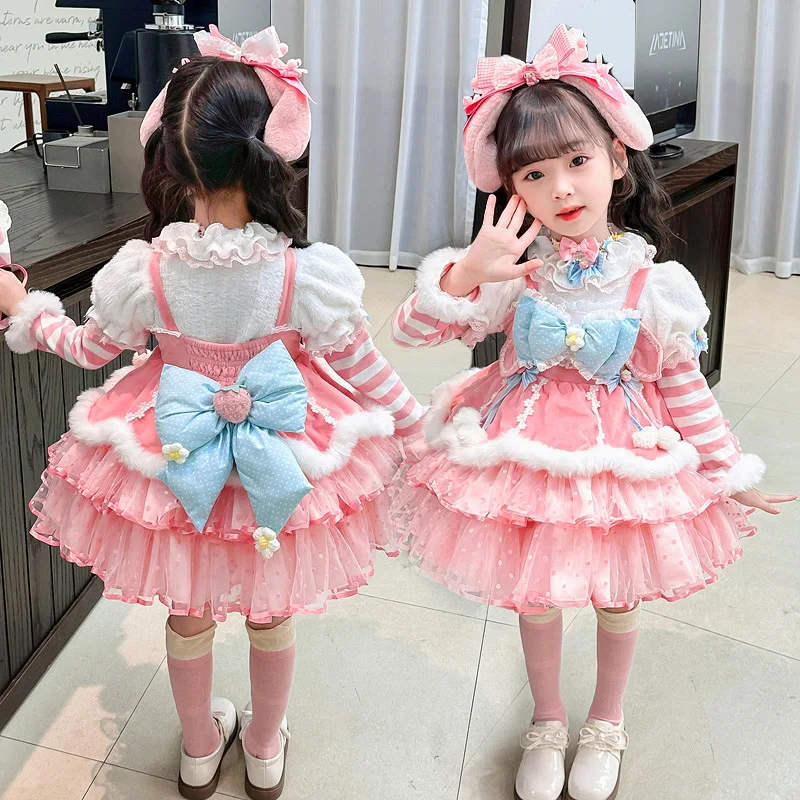 Sanrio Melody Girl Lolita Prinzessin Kleid Herbst/Winter Neue Kinder Elegantes Kleid Geburtstag Halloween Cosplay Kostüm Geschenk