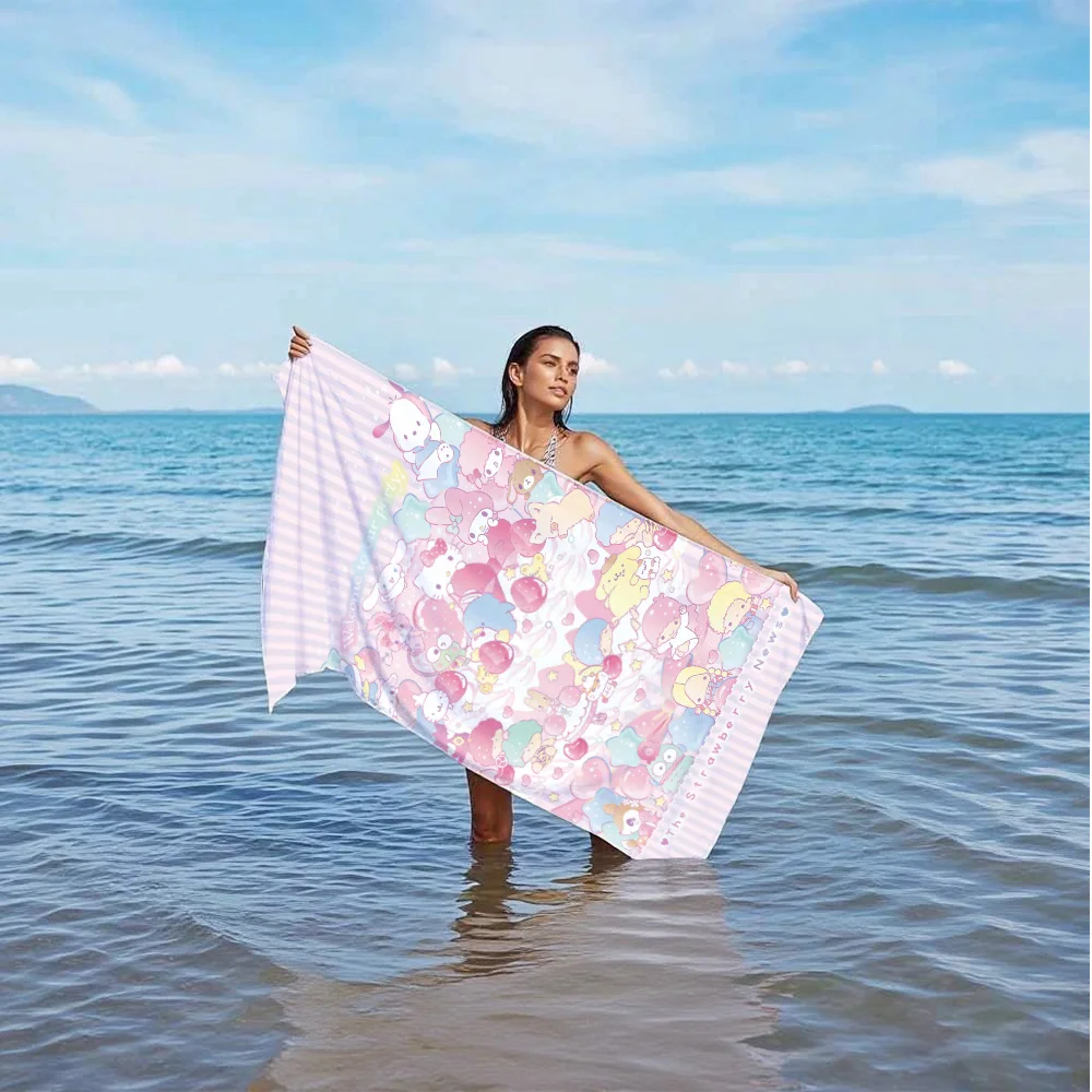 

Kawaii H-Hellocats Beach Towel Bath Towels for the Body Sauna Travel Spa Bathroom Accessories Serviette Sport Women's Bathrobe