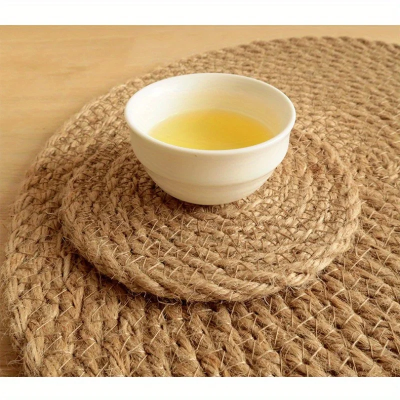 Linen Grass Insulation Mat Dining Table Placemat Straw Coaster Home Mug Mat