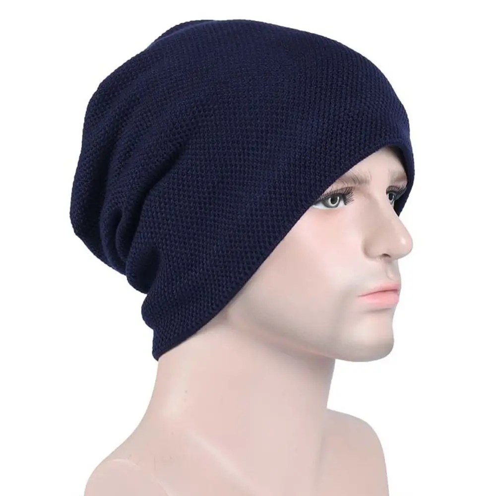 New Warm Fleece Lined Casual Knitted Hat Knitted Material Pullover Winter Beanie Solid Label Decor Warm Fleece Hat Men and Women