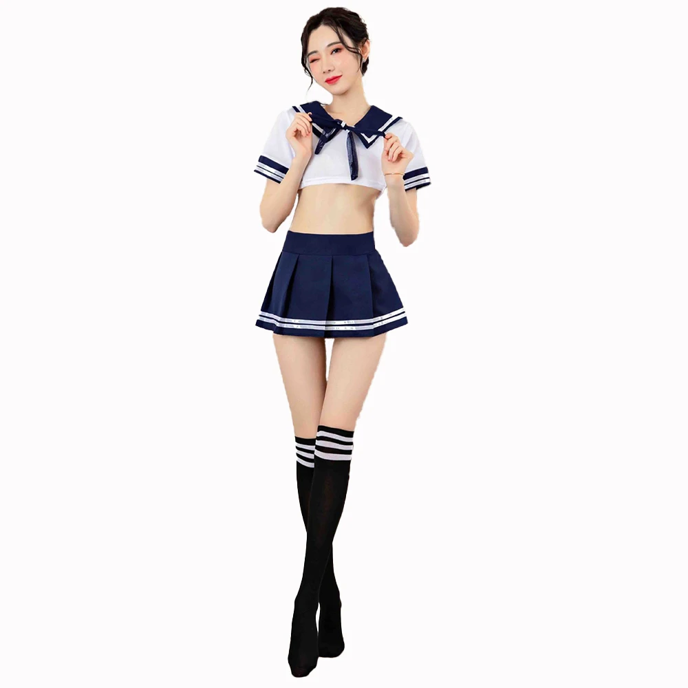 Sexy underwear sexy students wear the same socks set bow stage costume pleated skirt enhance the fun set