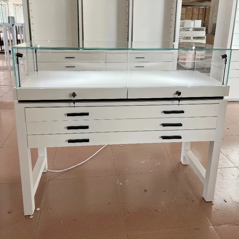 custom.Foreign Trade Eco-friendly Modern Pull-Out Glasses Display Stand Metallic Sunglasses Container with Jewelry Display Shelf