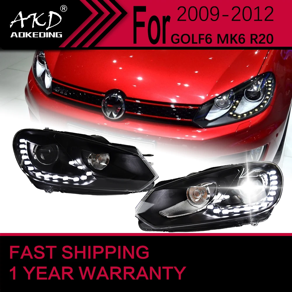 Światła samochodowe do VW Golf6 Golf 6 reflektor 2009-2012 R20 GTI lampa czołowa projektor świateł jazdy dziennej obiektyw akcesoria samochodowe