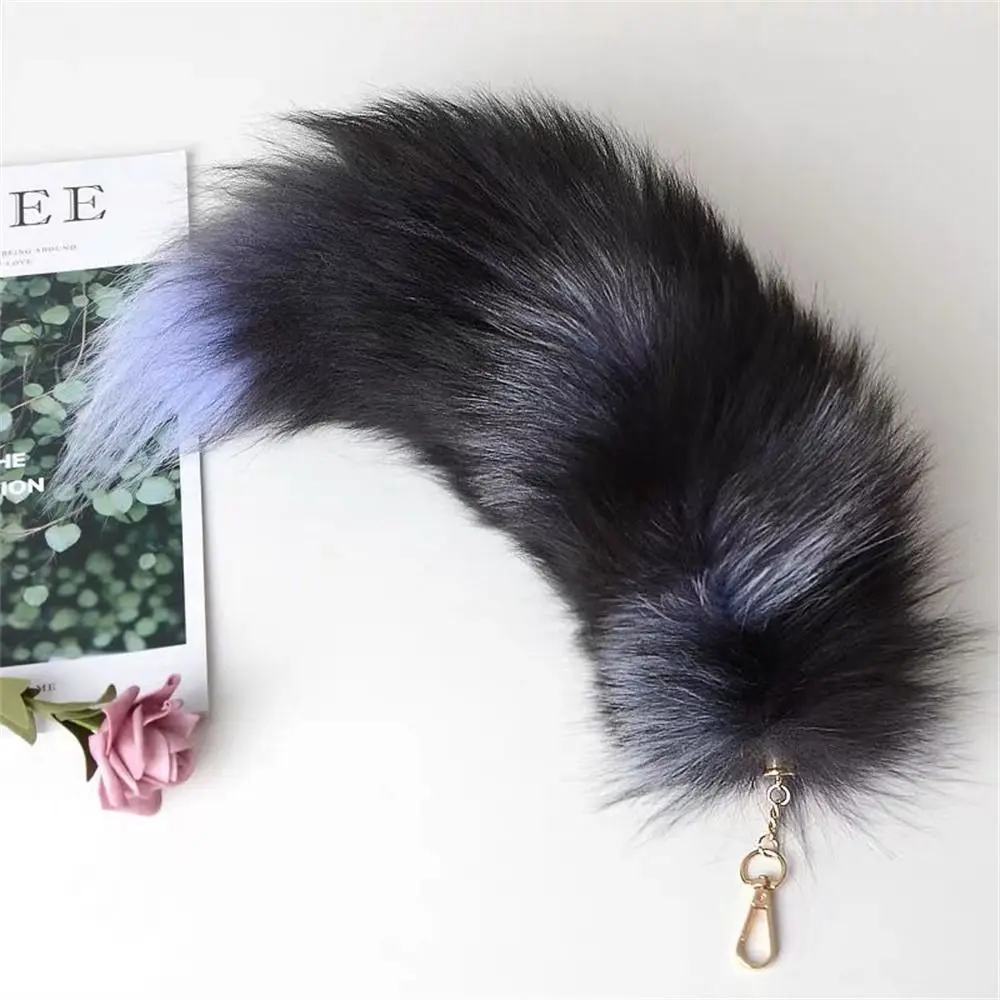 Pompoms Animal Tail Keychain Bag Tassel Keys Holder Plush Tail Keychain Large Fluffy Black Brown Fur Pendant Keyring Women Girl