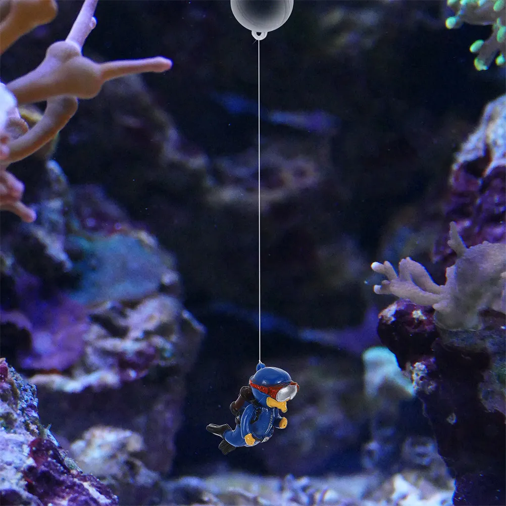 3Pcs Floating Scuba Diver Aquarium Decorations Fish Tank Ornaments for Aquatic Pets Resin Safe Easy Clean Dynamic Underwater