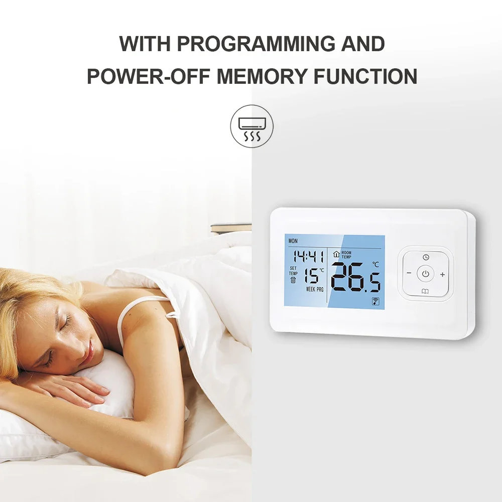 WiFi Smart Thermostat Wireless Programmable Thermostat with RF Receiver APP Voice Control Work with Alexa Google Assistant