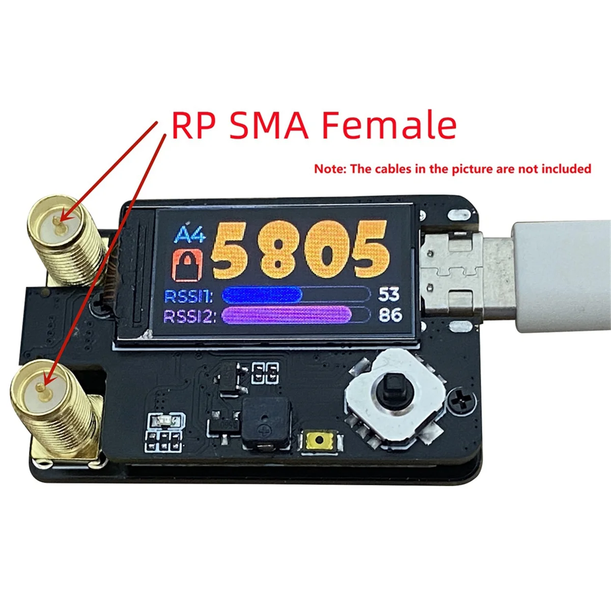 N16R RX5808 4.9G 5.8G 6.1G PLUS Dual Antenna Receiver Module for /Fatshark / V1 V2 Glasses, RP SMA Female Connector