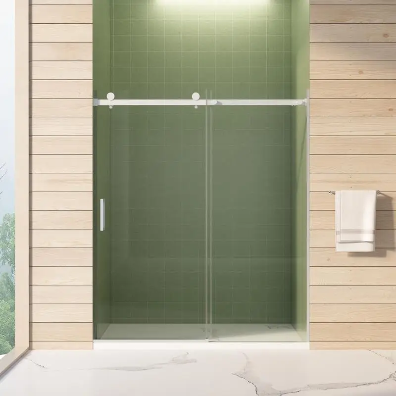 

56"-60"W x 70"H Frameless Sliding Shower Door with Premium 5/16" (8mm) Thick Tempered Glass, Double-Sided Easy Clean Coating,