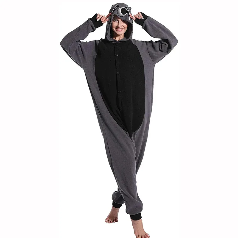 Extra Large XXL Raccoon Kigurumi Men Jumpsuit Wool Women Gray Bear Adult Pajamas Halloween Cosplay Christmas Animal Jumpsuit