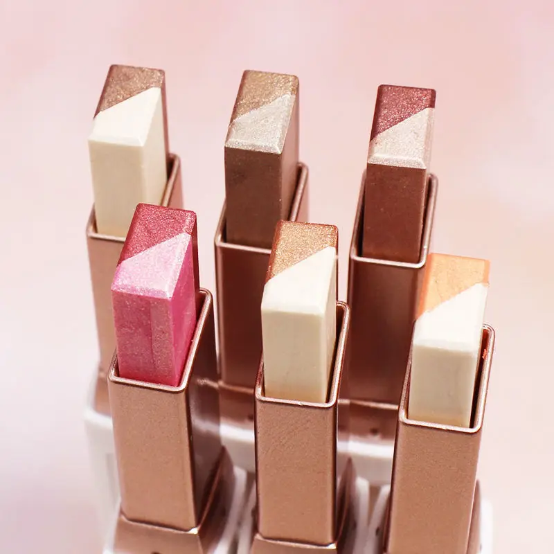 Zweifarbige Glitzer Lidschatten Stick matt Lidschatten Make-up wasserdicht zweifarbig schimmern Kosmetik Schönheit Make-up-Tool