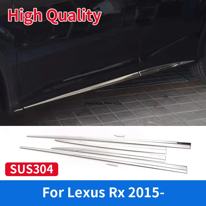

High Quality Stainless Steel Car Exterior Accessories Body Kits 6 PCS Side Door Molding Chrome Trim for Lexus Rx 2015+