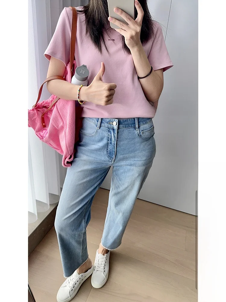 

Ультратонкие четырехсторонние эластичные джинсы с высокой талией, хлопковые эластичные джинсы, повседневные однотонные облегающие женские джинсы на молнии