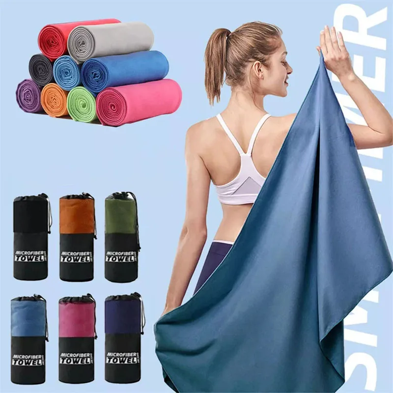 

Large Beach Towel Microfiber Towel With Storage Bag Quick Drying Absorbent Towels For Camping Gym Yoga Backpacking Hiking