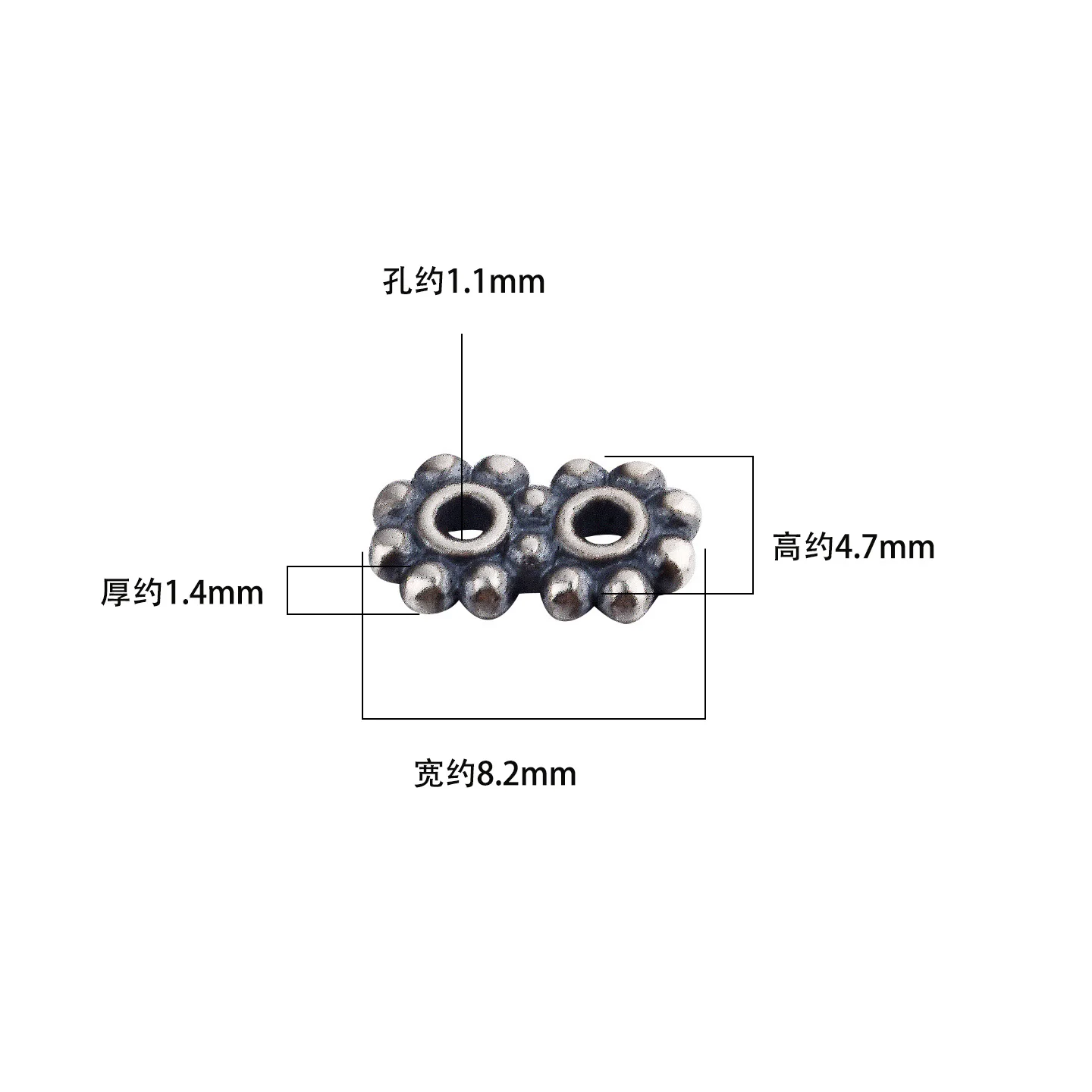 S925 sterling silver double-hole snowflake gear spacer DIY braided rope bracelet beaded accessories
