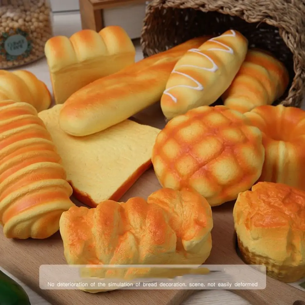 Stretch Squeezing Simulation Bread Squeeze Toy Fake Food Model Toast Cake Breakfast Squeeze Sensory Toys Vinyl Elastic