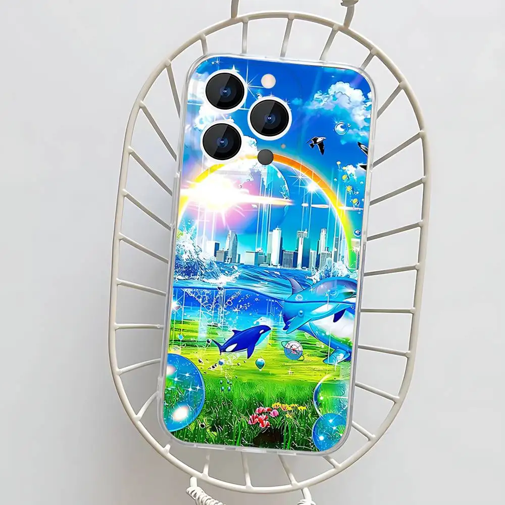 Funda de teléfono Frutiger Aero estilo azul para iPhone 17,16,15,14,13,12,11 Pro,Max,Plus,X,XS,XR,SE4,E Mini funda suave transparente