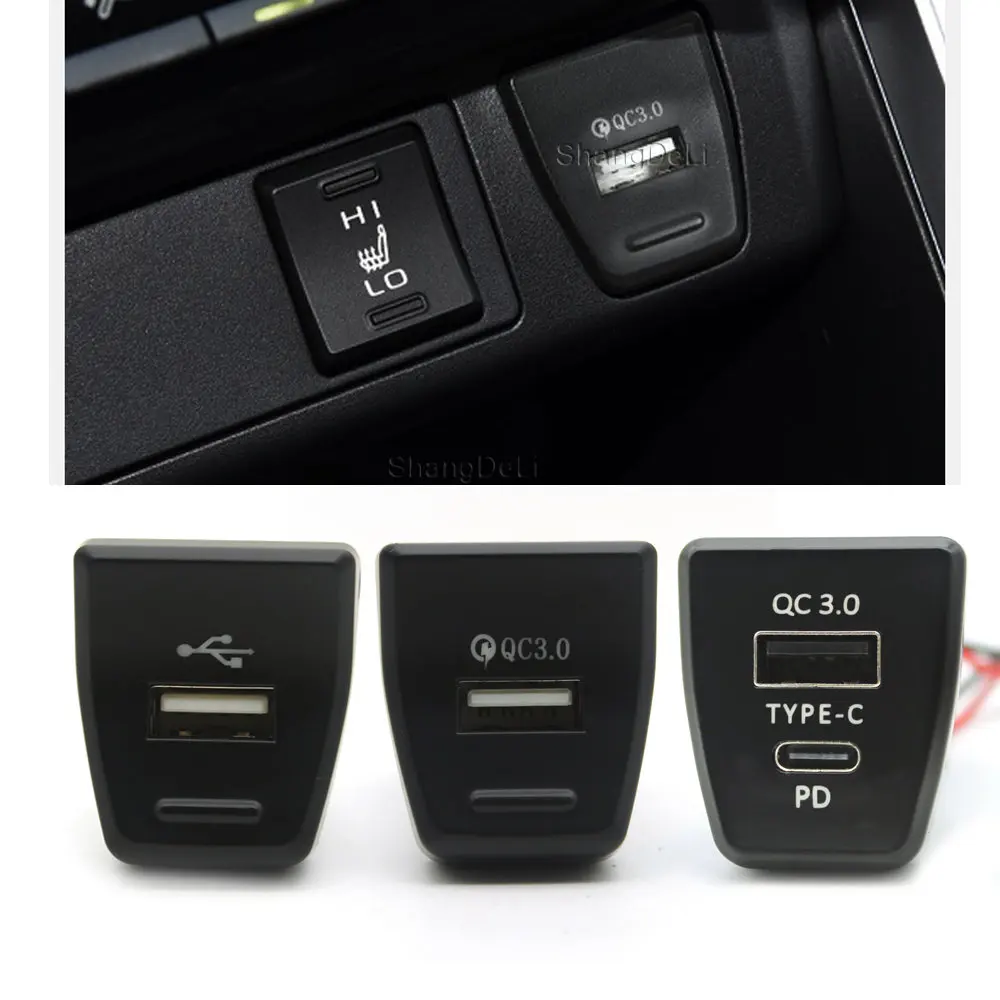 Cargador de coche USB, interfaz de enchufe Interior QC3.0, Cargador rápido para Toyota Rav4 2019 2020, accesorios