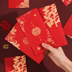 Lot de 5 enveloppes rouges pour mariage, sac cadeau, double format, poche porte-bonheur, décorations de fête, 14-bao