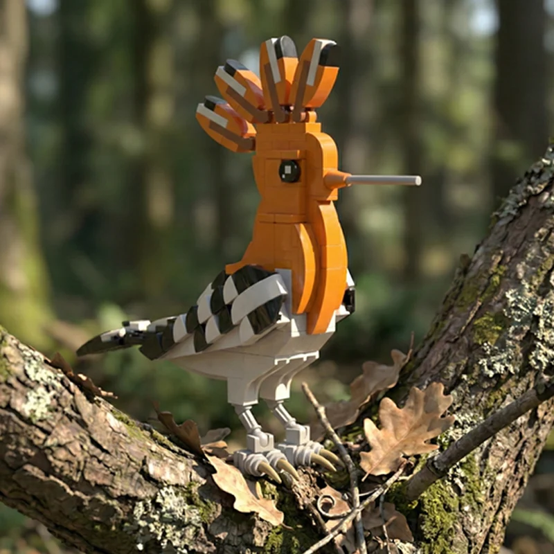 QWERT Creators Animal Series Model MOC Building Bricks Hoopoe Crested Wild Bird Modular Technology Gifts Assemble Children Toy