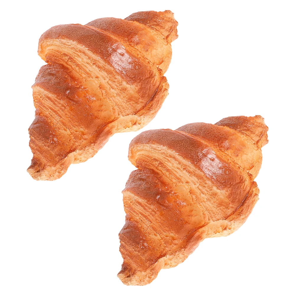 

2Pcs Artificial Croissant Bread Realistic PU Faux Rolls Bakery Kitchen Photo Props Display Decoration Fake Croissant Rolls
