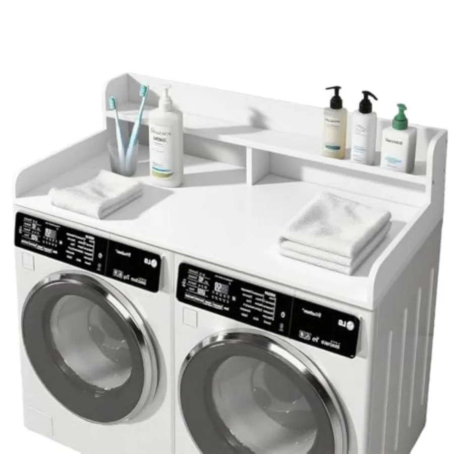 2 طبقة غسالة مجفف كونترتوب مع 2.75 قضبان واقية لتنظيم غرفة الغسيل 54 واط × 27.5 D توبر مع وسادة مضادة للانزلاق #1