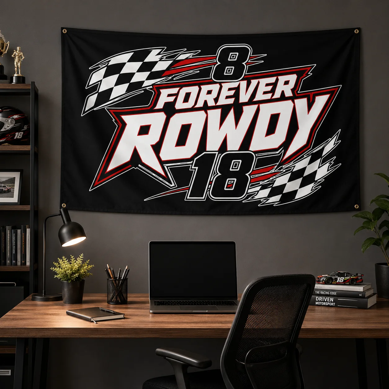 Kyle Busch Racing Flag 8 18 Forever Rowdy Indoor Wall Decor