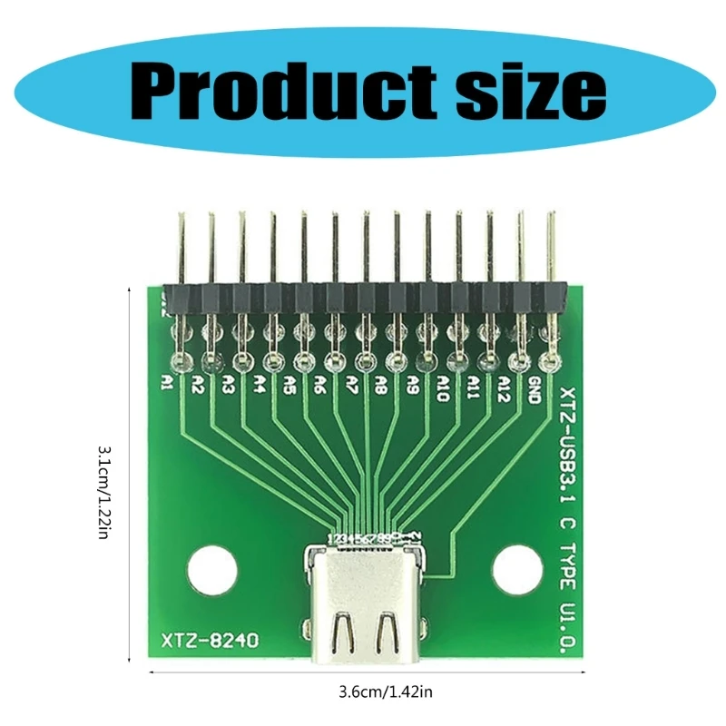 Carte Test PCB USB3.1 Type C, connecteur femelle 24P avec rangée broches pour le Test données