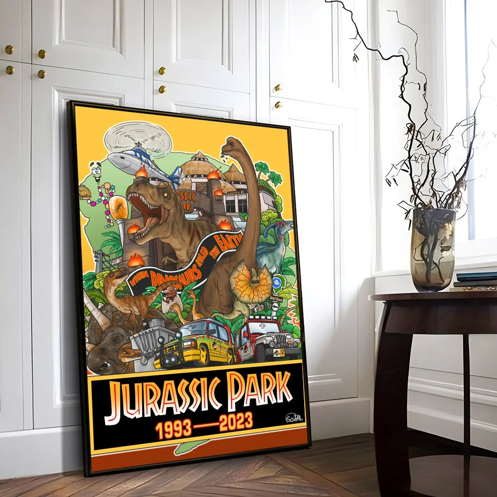 J-Jurassic P-Park Waterproof Paper Sticker Good Quality Prints Art Work Wall DIY Living Room Bar Cafe Poster Decorative Painting