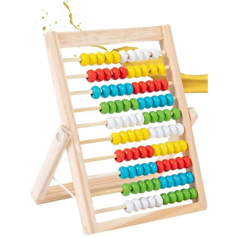 Calculating Beads Wooden Educational Counting Toy Wooden Colorful Beads Number Arithmetic Abacus Counting Montessori