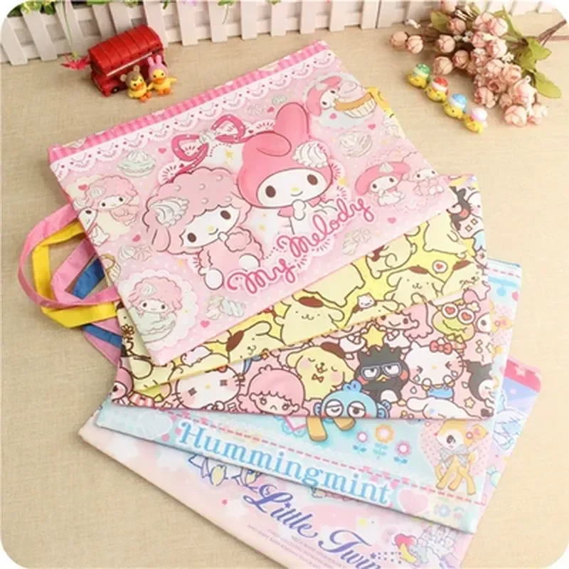 New Sanrio Stationery Cute Cartoon Student File Bag Data Storage Bag Thickened A4 Single Canvas Zipper Bag Variety Of Styles