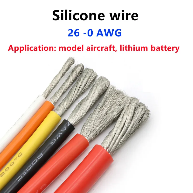 Cavo flessibile in Silicone filo 5m resistente alle alte temperature 30 28 26 24 22 20 18 17 16 15 14 13 12 11 10awg rame stagnato modello aereo