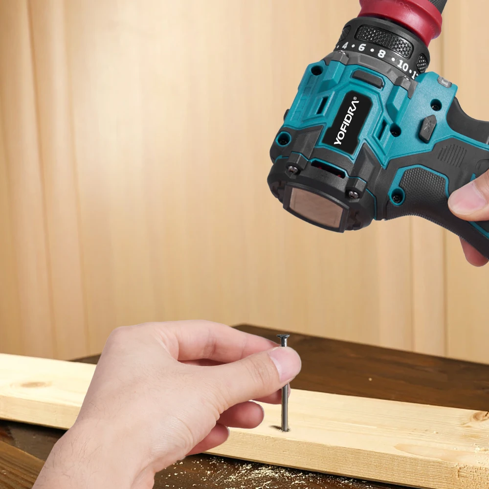 YOFIDRA 2-in-1 Bürstenloser Elektrischer Schraubendreher Hammer Kabelloser Bohrer Schlagbohrer Multifunktionales Elektrowerkzeug für Makita-Akku – Detail 11